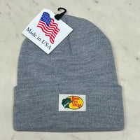 アメリカ製 全米最大級のアウトドアブランド Bass Pro Shops バスプロショップス ロゴラベル ニット帽 Hグレー (Bps92)