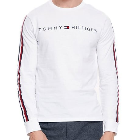 海外限定デザイン TOMMY HILFIGER トミーヒルフィガー  長袖 Tシャツ ロンT 白 トリコロール