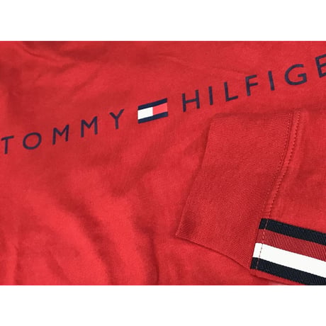 海外限定デザイン TOMMY HILFIGER トミーヒルフィガー  長袖 Tシャツ ロンT 赤 トリコロール