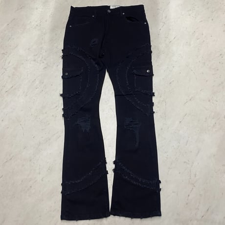 米国ブランド FWRD Denim NY スタックドフレア デニム Stacked Twisted Jeans ジェットブラック (JNS15)