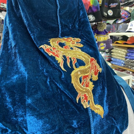 プレミアムベロア  DU-RAGドゥーラグ TIEDOWN ターコイズ インナーキャップ 龍 オリエンタル