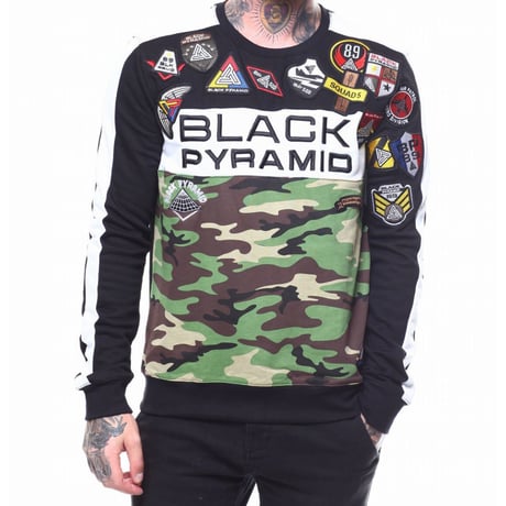 日本未入荷 BLACK PYRAMID ブラックピラミッド Military スウェット トレーナー 迷彩 カモフラージュ ミリタリー パッチ付