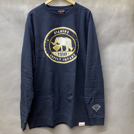 Diamond Supply ダイヤモンドサプライ PushingJewels クルーネック スウェット トレーナー 象 ネイビー
