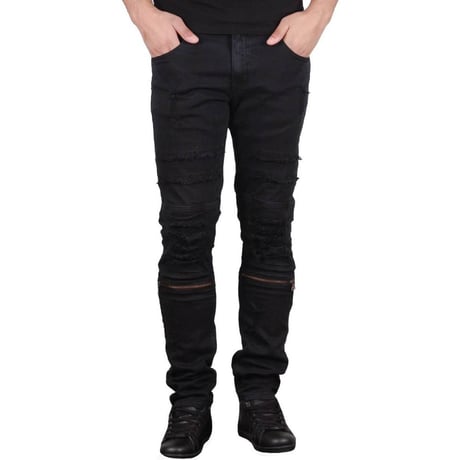 米国発 KROME NY クローム ニューヨーク Skinny Fit スキニーフィット バイカーデニム (JNS177)