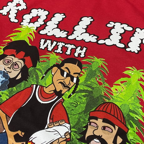 LA発 Cheech&Chong チーチアンドチョン グラフィック ヘビーウェイト Tシャツ 赤 RWMH (GTS84)