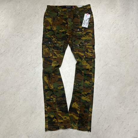 米国シカゴ発 Gunzinii ガンジーニ Warrior Stacked Cargo Pants マルチポケット カーゴ スタックドデニム (JNS129)