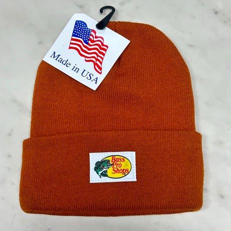 アメリカ製 全米最大級のアウトドアブランド Bass Pro Shops バスプロショップス ロゴラベル ニット帽 シナモン (Bps83)