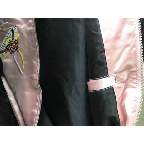 【激安SALE】 横須賀発祥 スカジャン 横須賀ジャンパー SUKAJAN サテン地 刺繍 ピンク 舞妓 富士山 内ポケットあり