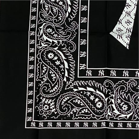 大判バンダナ NY ニューヨーク モノグラム BIGロゴ ペイズリー Monogram Paisley 黒 (BNDN115)
