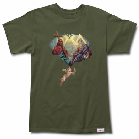 Diamond Supply Co ダイヤモンドサプライ 半袖 Tシャツ Trinity トリニティ 天使 ミリタリーグリーン (T1)