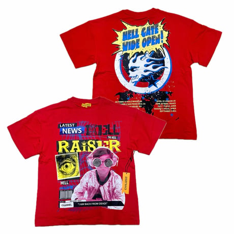 米国発 Civilized シヴィライズド LATEST NEWS T-Shirts ラストニュース 半袖 グラフィックTシャツ 赤 (CropT50)