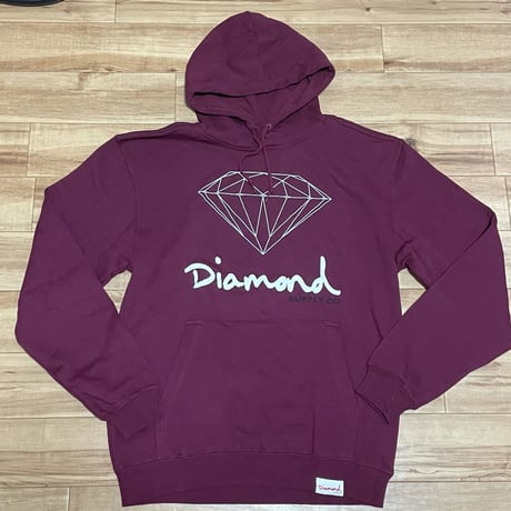 【M】 Diamond Supply Co. ダイヤモンドサプライ  OGロゴ プルオーバー パーカー バーガンディ (p2)