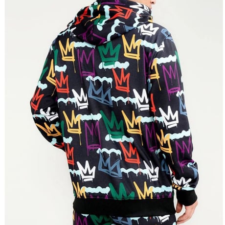 HUDSON NYC ハドソン ニューヨーク King Basquiat キング バスキア 総柄 黒 プルオーバー パーカー