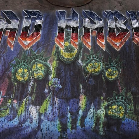 カリフォルニア発 Rare Peace レアピース BAD HABIT クロップドTシャツ ラインストーン Dk.Brown (CropT19)