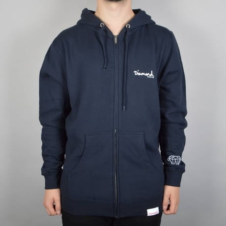【2XL】 Diamond Supply Co. ダイヤモンドサプライ Zip-Up ジップアップ パーカー 紺 (Z3)