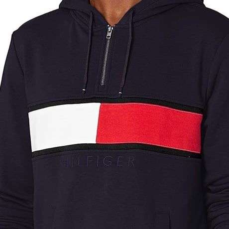 TOMMY HILFIGER USA トミーヒルフィガー HALF ZIP スウェット プルオーバーパーカー  紺