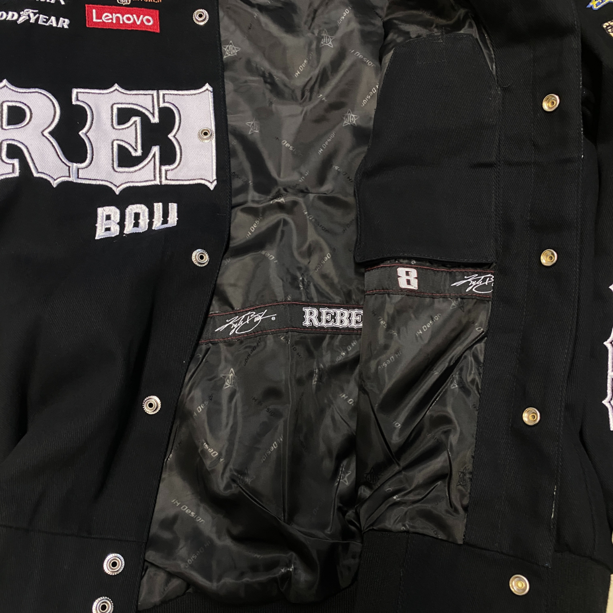 JH DESIGN レーシングジャケット　Kyle Busch グレー/ネイビー JH Design Nascar jacket Kyle Busch Large size. 75th year
