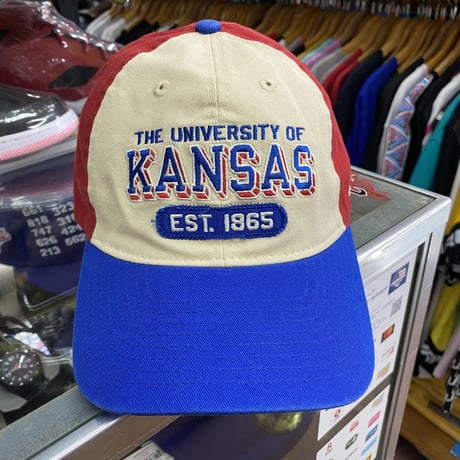 Collegiate カンザス大学 カンザス KU ジェイホークス トリコロール ストラップバックキャップ