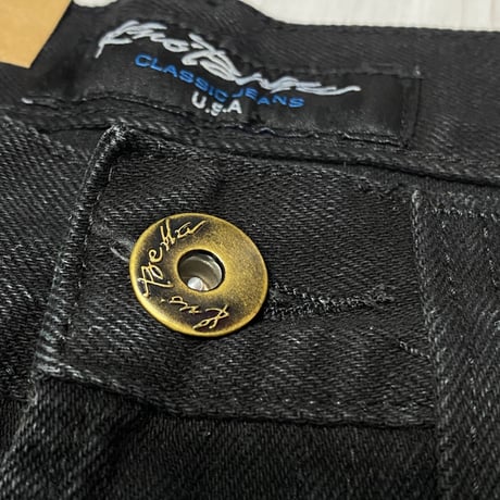 老舗LAブランド KnoBetta ノーベター JET BLACK デニム 太め ショートパンツ (SJNS5)