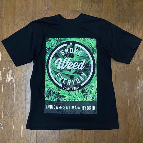 LA発 SMOKE WEED グラフィック 半袖 ヘビーウェイト Tシャツ 黒 オーバーサイズ (GTS86)