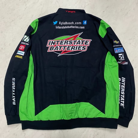 全米最強 NASCAR ナスカー JHデザイン Interstate Batteries レーシングジャケット カイルブッシュ #18 (NSCR8)