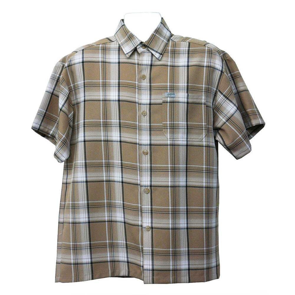 新品 CALTOP キャルトップ 半袖チェックシャツ ブラウン/カーキ M Cal Top CALTOP キャルトップ ボタン チェックシャツ ブラウン