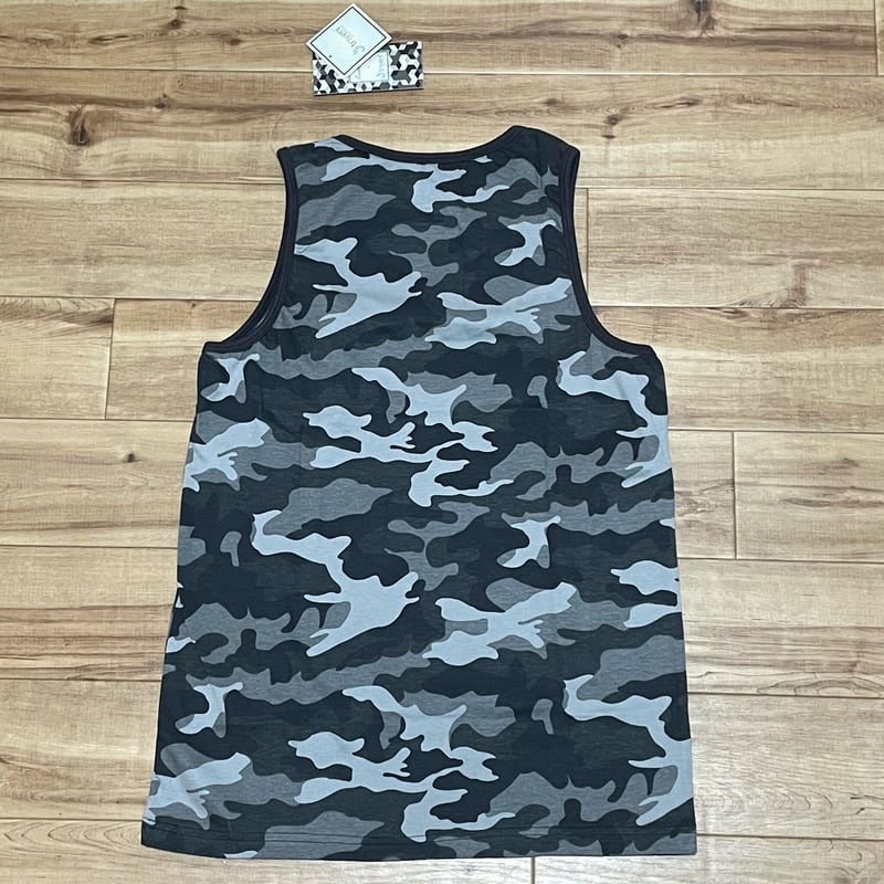 S】 TRIVENI カモフラージュ 迷彩 グレー 灰色 タンクトップ CAMO