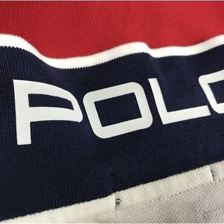 限定 POLO ラルフローレン RALPH LAUREN 半袖 ポロシャツ 襟裏ロゴ セーリング p-15 白/紺