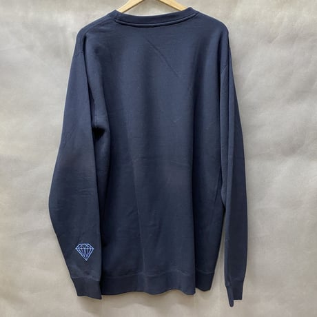 Diamond Supply ダイヤモンドサプライ  Torch クルーネック スウェット トレーナー ピスタグ付き 紺