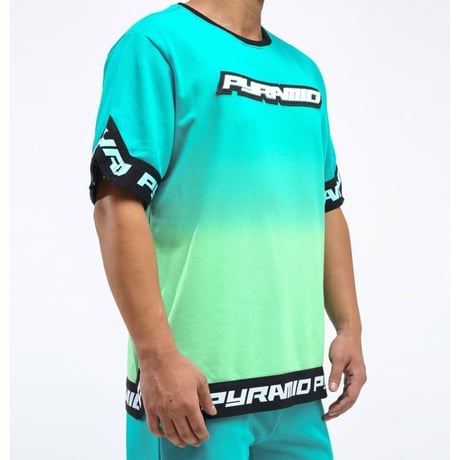 日本未入荷 BLACK PYRAMID ブラックピラミッド 半袖 タイダイ スウェット Tシャツ 緑 グラデーション