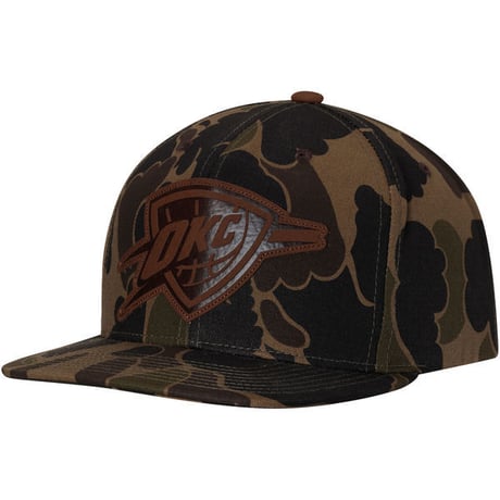Mitchell&Ness ミッチェル&ネス NBA オクラホマシティ OKC サンダー Thunder 公式 Camo 迷彩 スナップバック キャップ USA正規品 サイズ調節可 バスケット