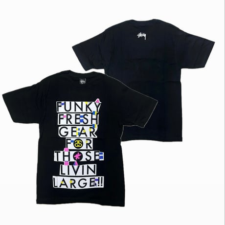 【S】 海外モデル Stussy ステューシー FUNKY FRESH GEAR TEE 半袖 ファンキーフレッシュギア Tシャツ 黒 (75)