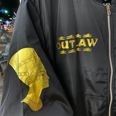 BLACK SHEEP ブラックシープ OUTLAW アウトロー ミリタリー MA-1ジャケット 黒 ゴールド 2PAC
