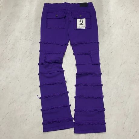 米国ブランド FWRD Denim NY スタックドフレア デニム Layer Twill Stacked Jeans 紫 (JNS16)
