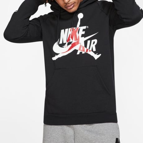USA規格 NIKE ナイキ JORDAN ジョーダン Classic プルオーバー フリース パーカー 黒 ジャンプマン (NKJH13)