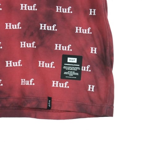 HUF ハフ 総柄 ドメスティック マリエッタ 半袖 Ｔシャツ TIEDYE タイダイ 赤 ストリート ヴィンテージ加工