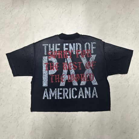 カリフォルニア発 Rare Peace レアピース Welcome To The Dark Age 2.0 クロップドTシャツ ラインストーン (CropT22)