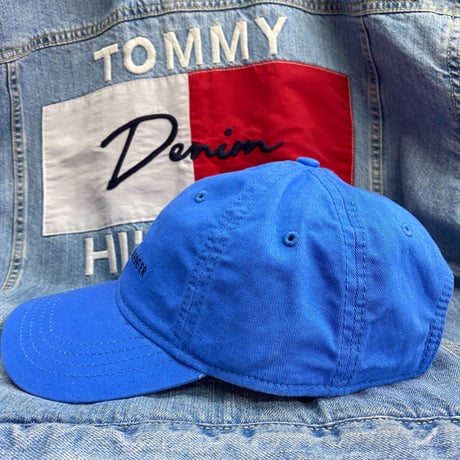 トミーヒルフィガー TOMMY HILFIGER レザーストラップバック キャップ スカイブルー クラシックロゴ