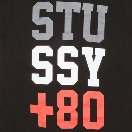 【S】 海外モデル Stussy ステューシー +80 Tee 半袖 プラス80 Tシャツ 黒 (80)