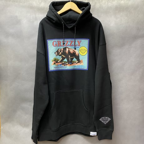ラスト1  【2XL】 ダイヤモンドサプライ Diamond supply co. グリズリー GRIZZLY 黒 プルオーバー パーカー