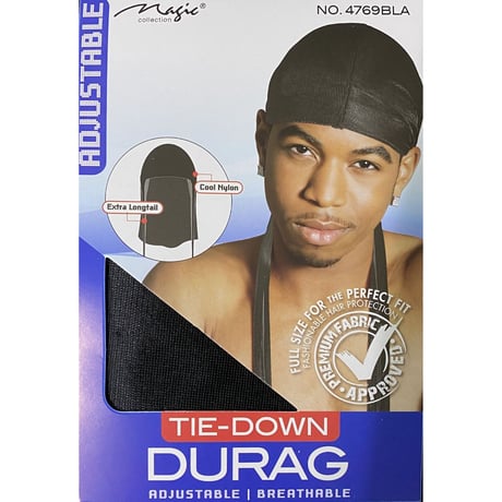 本場USAブランド MAGIC TIEDOWN タイダウン メッシュ ドゥーラグ  DU-RAG 黒 フリーサイズ
