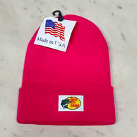 アメリカ製 全米最大級のアウトドアブランド Bass Pro Shops バスプロショップス ロゴラベル ニット帽 マジェンタ(Bps87)