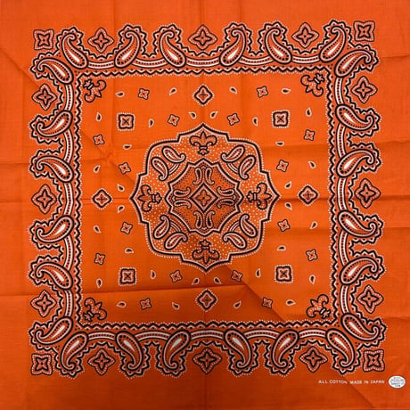 日本製 ペイズリー バンダナ Paisley Bandana 大判サイズ 綿100% オレンジ (BNDN60)