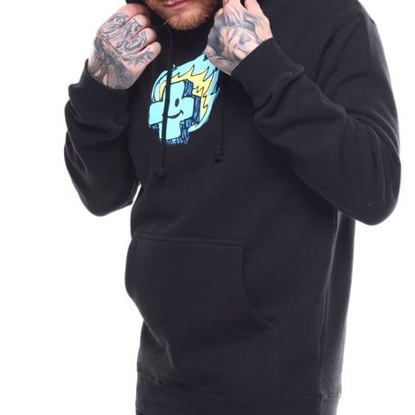 Pink Dolphin ピンクドルフィン Mr Posi スケッチ 厚手 プルオーバー パーカー LA ピンクのイルカ 黒
