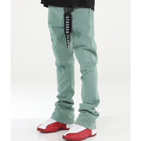米国LAブランド Stylo Jeans LA スタイロジーンズ STACKED FLARE スタックド フレア デニム Mint Green (JNS10)