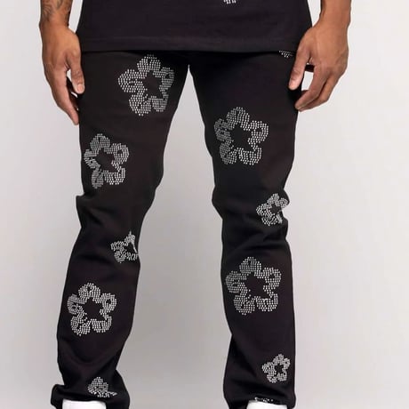 米国ブランド FWRD Denim NY クリスタルフラワー スリム デニム Slim Fit Crystal Flower Denim (JNS140)