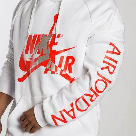 USA正規品  NIKE ナイキ JORDAN ジョーダン Classic プルオーバー フリース パーカー 白 WHITE ジャンプマン BIGロゴ