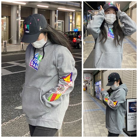 USA規格 NIKE ナイキ JORDAN ジョーダン STICKER プルオーバー フリース パーカー グレー (NKJH10)