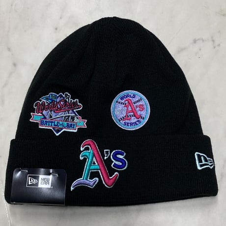 USA限定 NEWERA ニューエラ MLB WSチャンピオンズ ニット帽 オークランド アスレチックス As