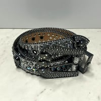 SKULL スカル リベット ラインストーン ブリンブリン ベルト Bling Bling Rhinestone Belt シルバー (BELT3)